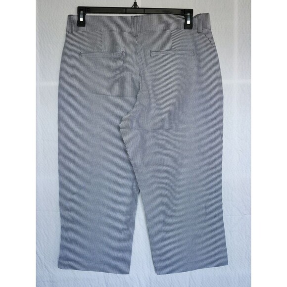 Riders by Lee Blue strip Stretch Capri Pants Cotton Blend Elastic Waist Plus Siz - Picture 2 of 9